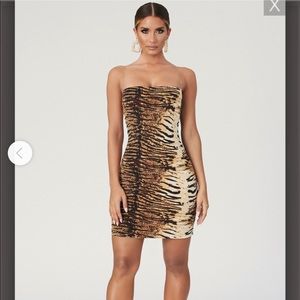 Mia Thin Strap Bodycon Mini Dress - Tiger